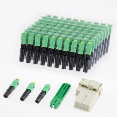 100pcs LEITE SC APC Fiber Optic Quick Connector with Matched Tools Fiber Reus...