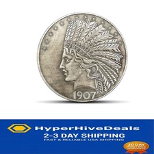 MarshLing 1907 Indian Head Ten-Dollars Coin - Sterling Plated Collector's Dream