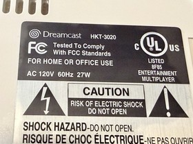 Sega Dreamcast Console HKT-3020 NTSC w/ Power Cable Powers On Untested 1999