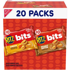 RITZ Bits Cheese and Peanut Butter Sandwich Crackers Variety Pack, Lunch Snacks,
