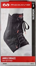 McDavid Lightweight Lace-Up Ankle Brace Support w/ Stays Level 3 Black Medium