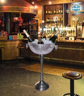 Silver Standing Large Distressed Look Ice Champagne Wine Cooler Bucket