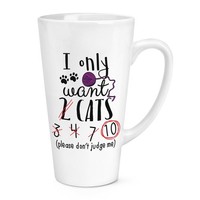 I Nur Want 2 Katzen 483Ml Groß Latte Becher Tasse - Lustig Crazy Cat Lady Groß