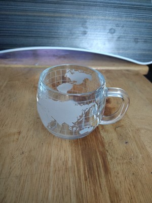 Vintage Nestle Nescafé Mug Globe World Clear Glass Cup Coffee Tea Excellent 