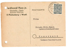 ALLIIERTE BESATZUNG, Gesch&auml;fts-Postkarte aus Plettenberg 2 c, 20.8.46