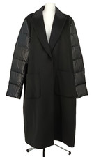 S.Oliver Damen Mantel Gr.48 Schwarz Klassisch A-Linie Druckknopf Fabricmix