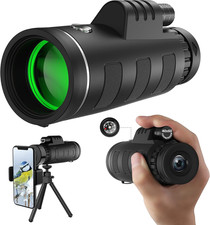 40X60 High Definition Monocular Telescope with Smartphone Adapter, BAK4 Prism FM