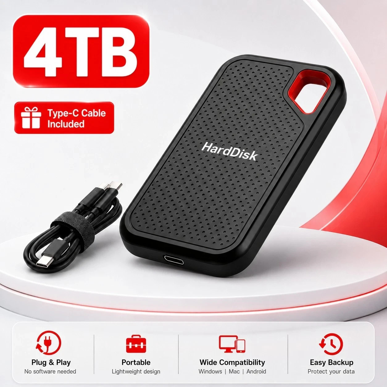 4TB Portable External SSD USB 3.1 Type-C Hard Drive PC Mac