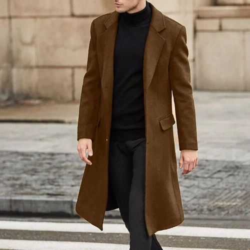 Men's Long Trench Coat Woolen Coat - product listing photo