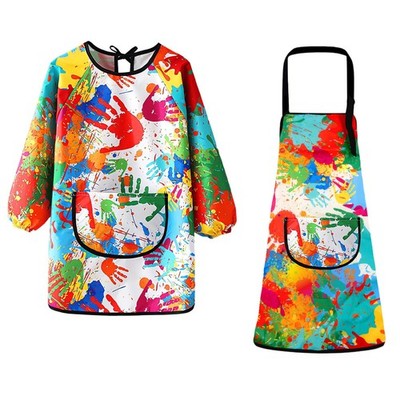 VMUTGA 2 Pezzi Grembiule Pittura Bambini, Grembiule Scuola Elementare Bambino 6-12 Anni Grembiulino Impermeabile Maniche Lunghe con Tasche per Ragazzi Ragazza Dipingere Artigianato Cucina Asilo Scuola