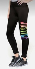 NWT Girl's Size 6,7,8,10 JUSTICE Black Rainbow Glitter Logo Leggings