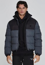Image of SikSilk Men's Black Light Reflecting Puffer Jacket Large