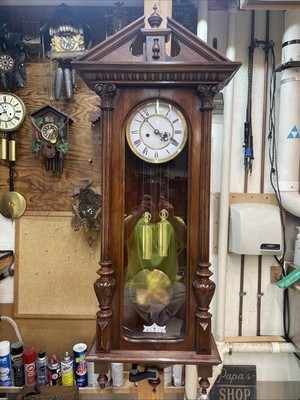 GUSTAV BECKER Vienna Regulator Hand Carved 46 Tall 2 Weight Movement W/Chime Rod