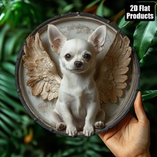 Chihuahua Theme Round Aluminum Tin Metal Signs Home D cor 8x8