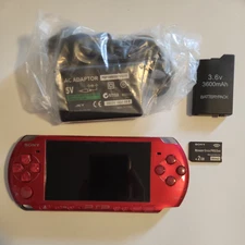 Sony PSP-3000 Radiant Red Console Japan Tested Working - Good Condition