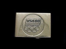 TA03131 VINTAGE 1983  USA'88  OLYMPIC GAMES SPORTS SOLID BRASS BTS BELT BUCKLE