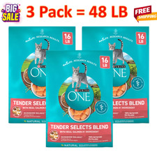 48LB / 3 Pack - Purina® ONE® Tender Selects Adult Cat Dry Food - Salmon 0.49 per pound