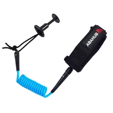 4ft Coiled Bodyboard Leash 5.5mm Thick Plug Included Blue