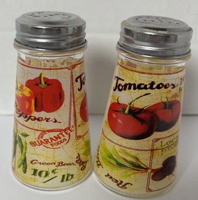 Circleware Bistro Vegetable Glass  Salt & Pepper Shakers 4 oz
