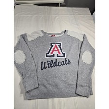 Colosseum Arizona Wildcats Sweatshirt Gray Elbow Patch Crewneck Mens Large L