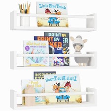Floating Bookshelves for Wall, 16.5 Inch Wood Nursery Book Shelves Set of 3, ...