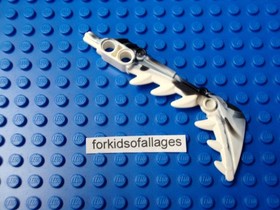 Lego Bionicle Weapon Sword w/Teeth 57566pb01 White w/ Black Marbled (8927)