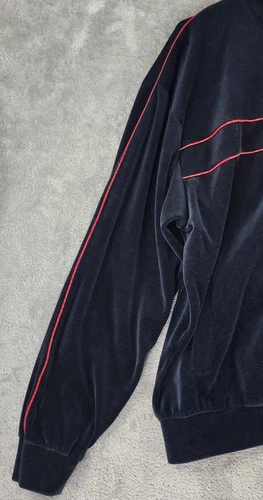 Norm Thompson Jacket Mens Large Black Velour Full Zip Long Sleeve Retro Vintage image 10
