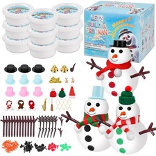 Christmas Crafts Stocking Stuffers for Kids,9 Pack Clay Build Snowman white
