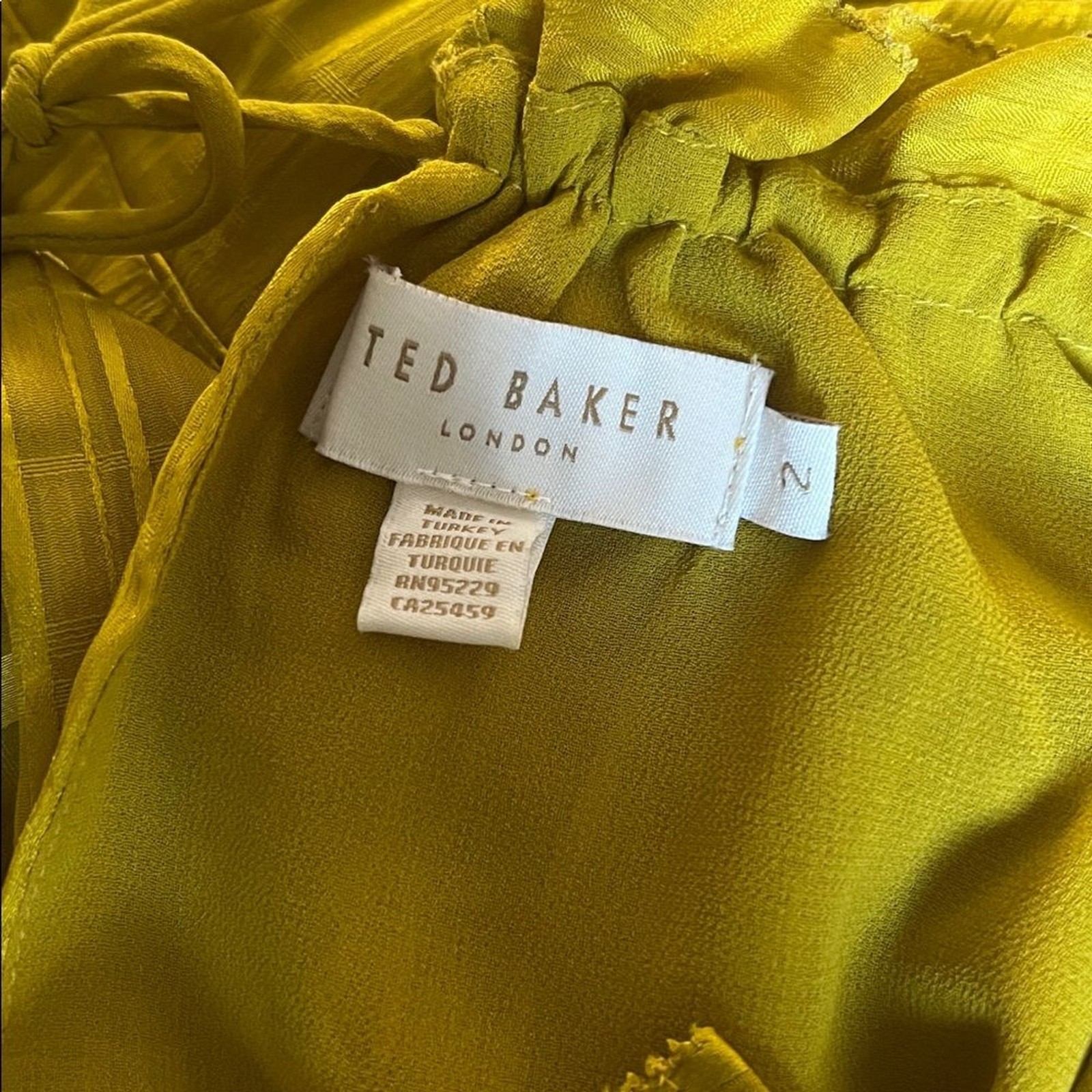 Ted Baker Women’s Cliara Blouse Size 2 US 6 Drawstring Waist Halter Tops Yellow image 8