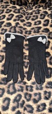 Womens Black Gloves with Checkered Bows. NEW One Size Fits All