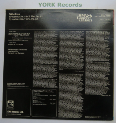 SXLP 30430 - SIBELIUS - Symphonies No 5 & 7 KARAJAN Philharmonia