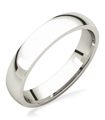 Damen Ehering 10K Weißgold schlicht gewölbt bequeme Passform 4 mm breit Größe 5 - 10