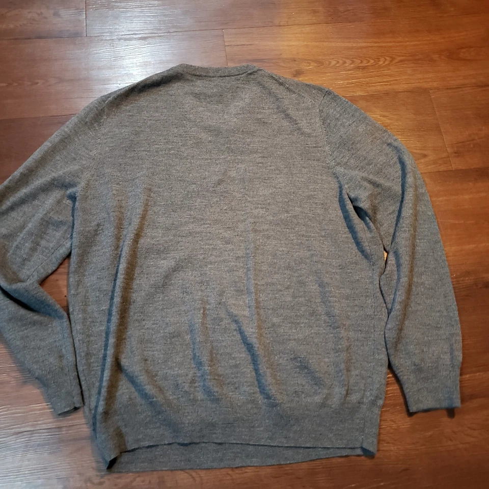 Suéter Harrison Davis Cuello en V Para Hombre Talla Grande Gris 100% Lana Merino Extra Fina Foto 3 de 3