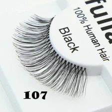 #107 ifullash 6,12 Pairs 100% Human Hair False Black Eyelashes