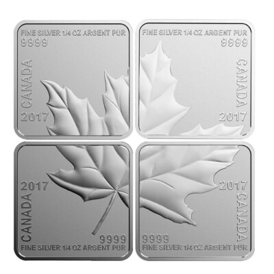 2017 Canada $3 Maple Leaf Quartet, 4-Piece Set, 1.53 oz .9999 Fine Silver