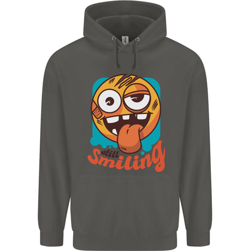 Still Smiling Funny Emoji Exhausted Tired Childrens Kids Hoodie - Picture 37 of 88