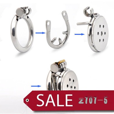 Male Men's Cuckold Lockdown Chastity Flat Cage Sleeve Ring Cathe Tube Restrain