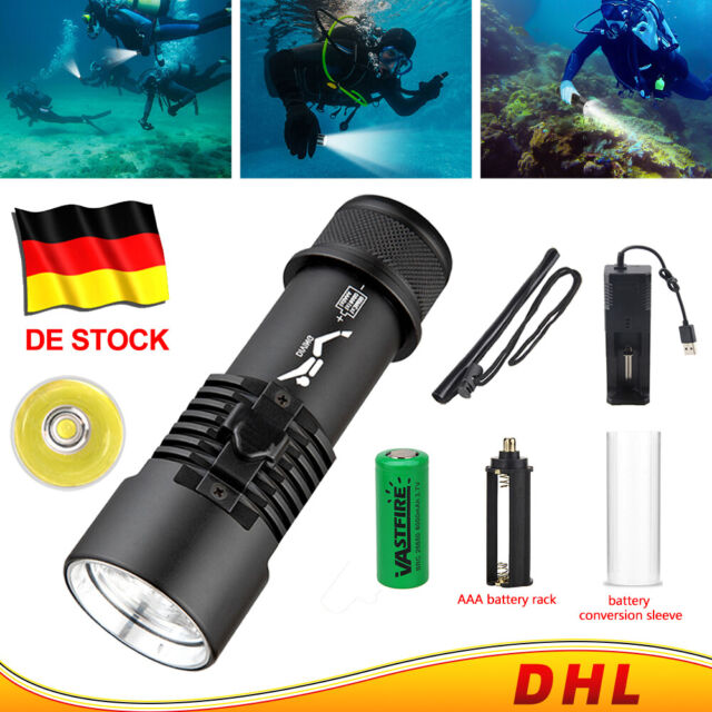 40000Lm Unterwasser 90m Tauchen Scuba Taschenlampe Wasserdicht 26650 Akku Lampe