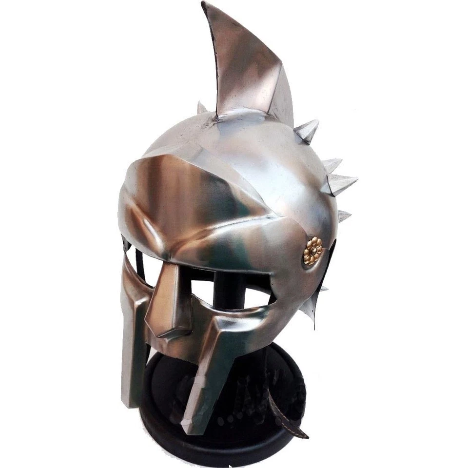 Casco de película de gladiador arena romana caballero máximo casco armadura con soporte de madera Foto 3 de 4