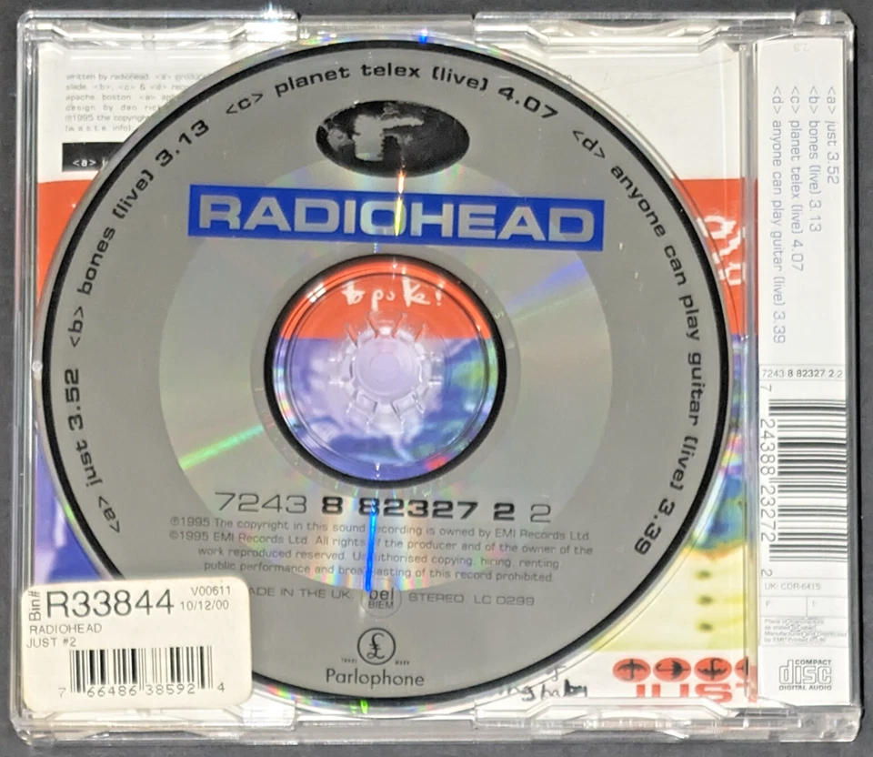 Radiohead Just CD 1995 CD2 Import UK + 2 Exclusive Postcards 3 Live Tracks Foto 3 de 4