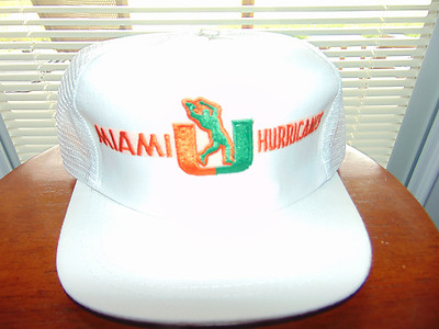 MIAMI HURRICANES CANES TRUCKER WHITE Cap COLLEGE Football Hat Snapback NEW 90'S