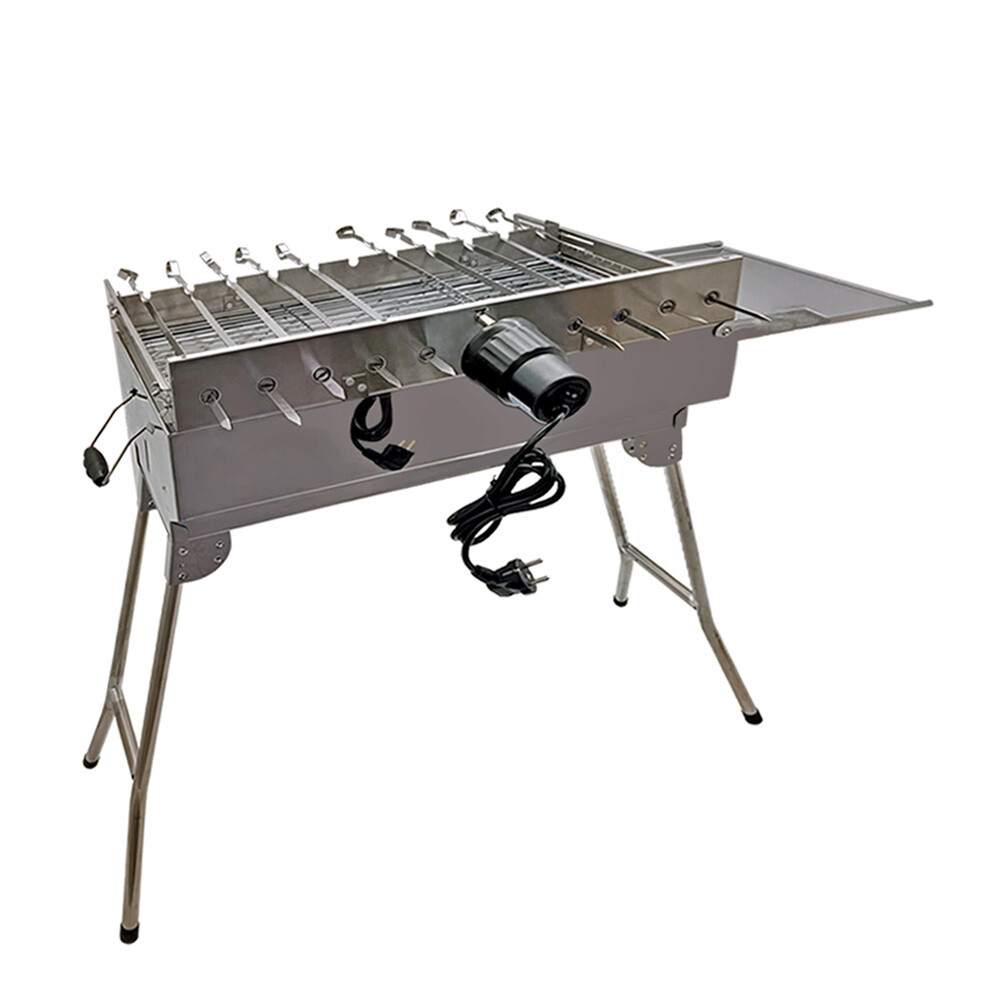 Mangal Set mit 11er Drehspieß 230V Motor 10 Spieße Schaschlikgrill Drehspieß