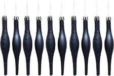 10 DROPLET BAUBLES CHRISTMAS TREE DECORATIONS DECORATION GLITTER ICICLES BAUBLE