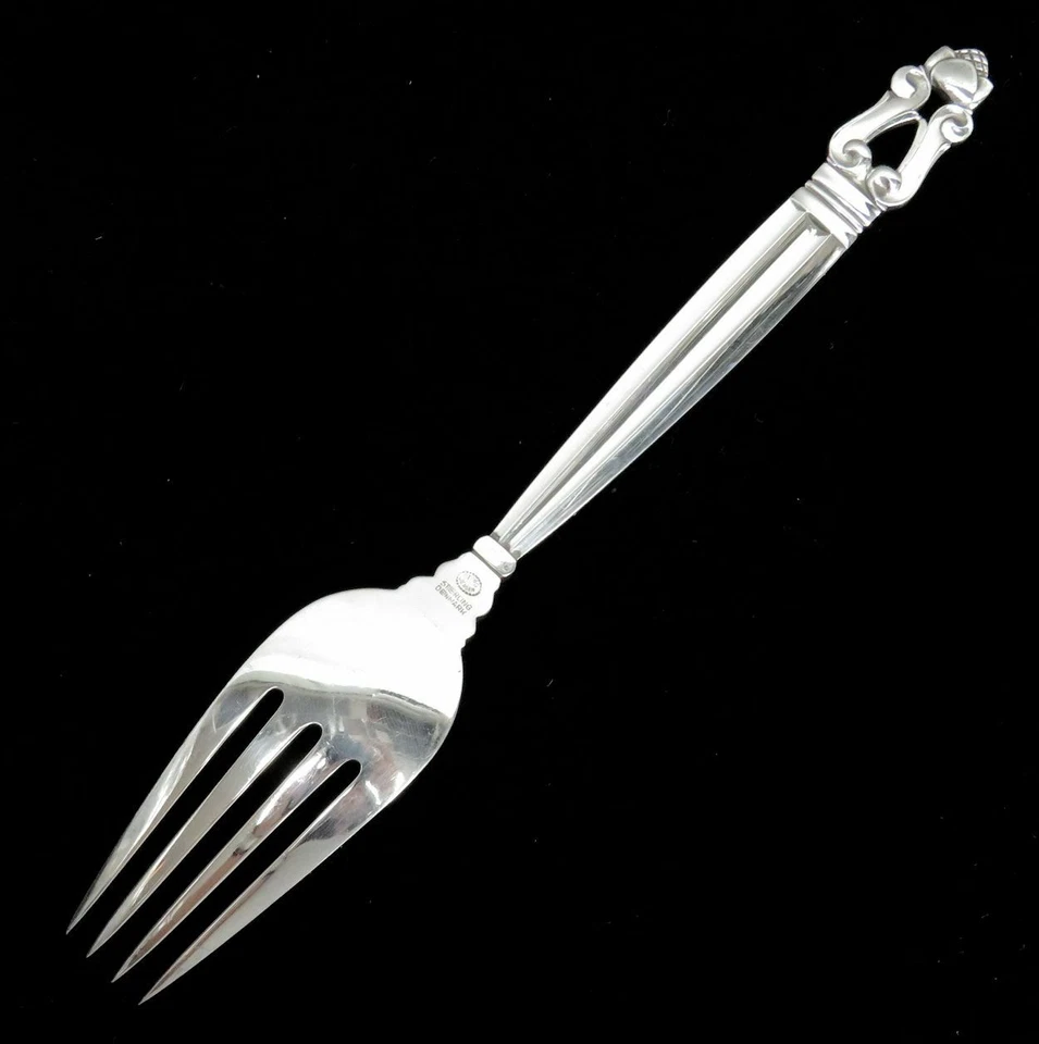 GEORG JENSEN STERLING SILVER (8) ACORN 7 1/2" DINNER FORKS - Image 3 of 4