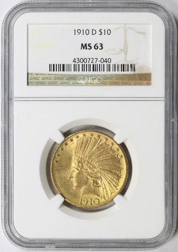 1910-D $10 Gold Indian Eagle NGC MS63