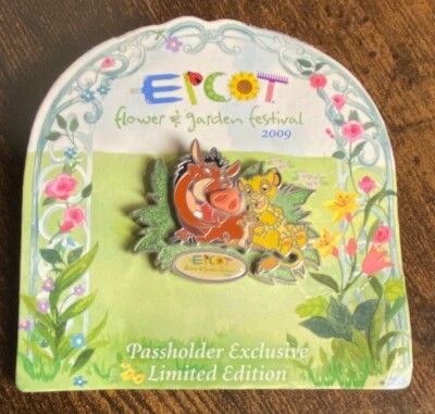Disney Pin Epcot Flower Garden Festival 2009 Passholder Simba Pumbaa Timon LE