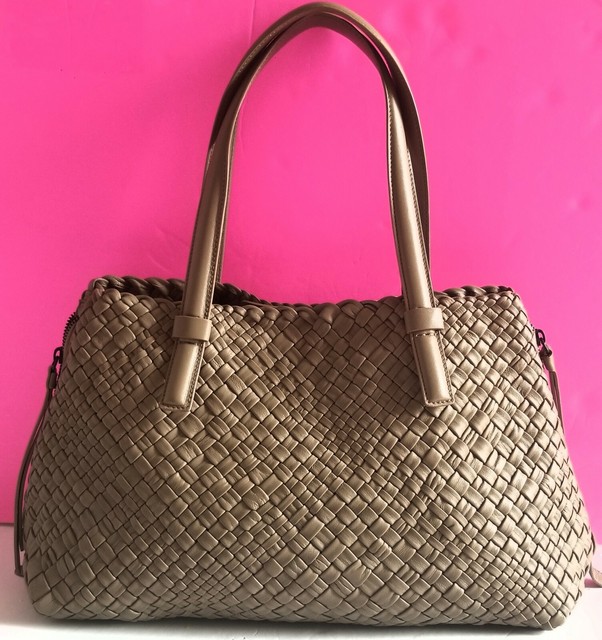 NEW.Falor FIRENZE Hand Woven Brown/Gr Italian Leather Shoulderbag