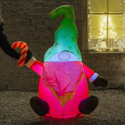 150cm Weihnachten aufblasbarer Gonk rot grün LED Beleuchtung Outdoor Figur Dekoration