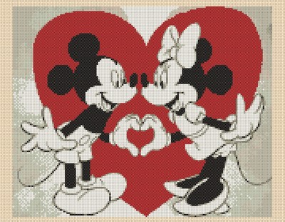 Mickey And Minnie S Love Heart Counted Cross Stitch Complete Kit No 10 149 Ebay