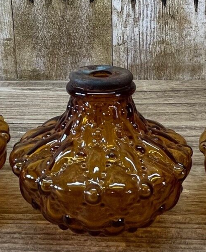 3 Small Amber Tension Pole Lamp Globe Replacements 70’s Glass. Beautiful - Picture 7 of 14